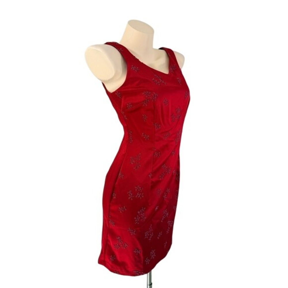 All That Jazz Vintage Coquette Red Beaded Satin Mini Dress Size 7/8 Made in USA - Picture 4 of 14